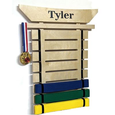 RenKata Personalized Taekwondo Belt Display for Martial Arts Belts (8 Level) - USA Made