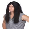 20" Long Parted Wig Color 1 Black - Sepia Wigs Waynes World Garth Indian Rocker Warrior Ozzi Witch Synthetic Part Halloween Cosplay Disfraz Peluca Bundle MaxWigs Costume Wig Care Booklet view 3