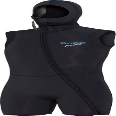BARE 7MM Men's Step-in Hooded Vest: Layer with Any 7mm or 5mm Full Wetsuit, Black 3XL