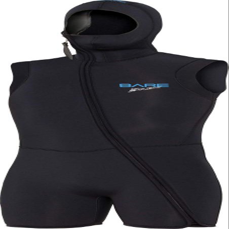 BARE 7MM Men's Step-in Hooded Vest: Layer with Any 7mm or 5mm Full Wetsuit, Black 3XL