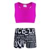 inlzdz Kids Girls 2pcs Athletic Outfits Crop Top with Booty Shorts Gymnastics Dancing Leotard Swimsuit Rose&Black 3-4 Years view 1