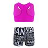 inlzdz Kids Girls 2pcs Athletic Outfits Crop Top with Booty Shorts Gymnastics Dancing Leotard Swimsuit Rose&Black 3-4 Years view 2
