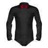 YEAHDOR Men's Long Sleeve Zipper Front Romper Dance Shirt One-piece Bowtie Leotard Black Medium view 1