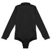 YEAHDOR Men's Long Sleeve Zipper Front Romper Dance Shirt One-piece Bowtie Leotard Black Medium view 4