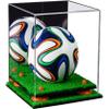 Better Display Cases Acrylic Mini - Miniature (not Full Size) Soccer Ball Display Case with Mirror Case, Orange Risers and Turf Base (B03/A015) view 1