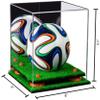 Better Display Cases Acrylic Mini - Miniature (not Full Size) Soccer Ball Display Case with Mirror Case, Orange Risers and Turf Base (B03/A015) view 2