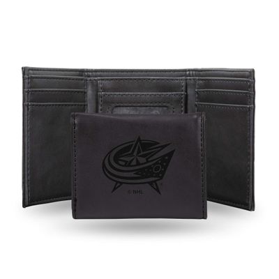 Rico Industries Laser Engraved Trifold Wallet, Columbus Blue Jackets, Black, 3.25" x 4"
