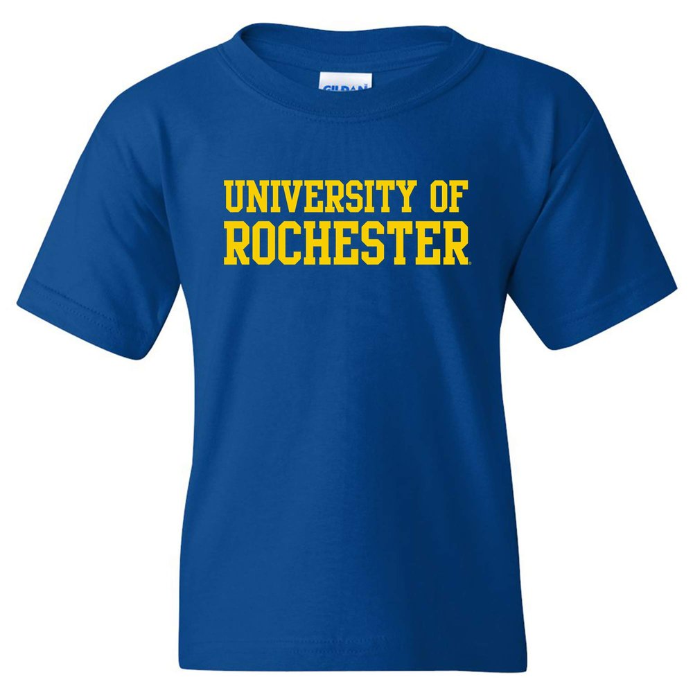 YS01 - University of Rochester Yellowjackets Basic Block Youth T-Shirt - X-Large - Royal