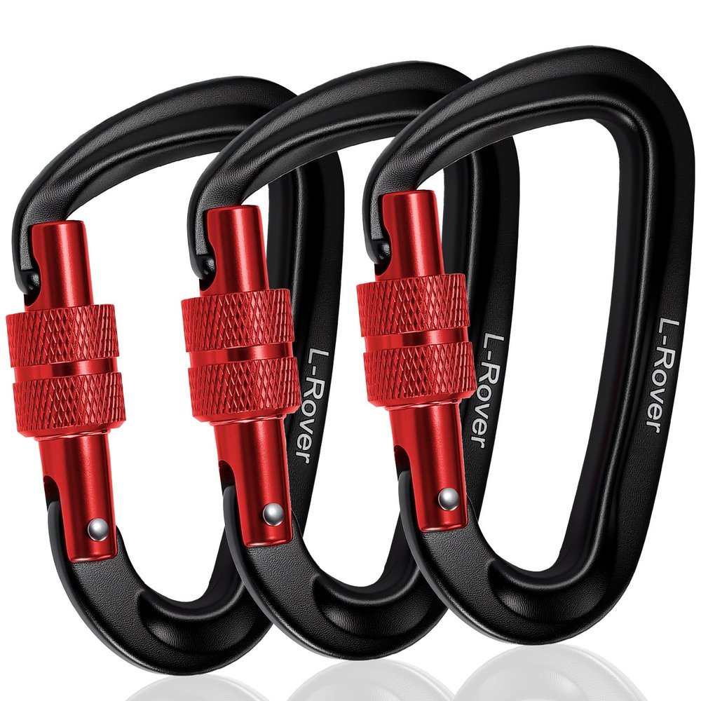 3 Heavy Duty Carabiner Clips 12kN (2697 lbs)-Lightweight Locking Carabiners for Securing PetsCamping, Hiking, HammockOutdoor and Gym etc, Keychains& Utility
