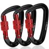 3 Heavy Duty Carabiner Clips 12kN (2697 lbs)-Lightweight Locking Carabiners for Securing PetsCamping, Hiking, HammockOutdoor and Gym etc, Keychains& Utility view 1