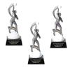 SHOP AWARDS AND GIFTS Customizable 8 Inch Hand Painted Silver Resin Female Volleyball Trophy, Includes Personalization - Pack of 3 view 1