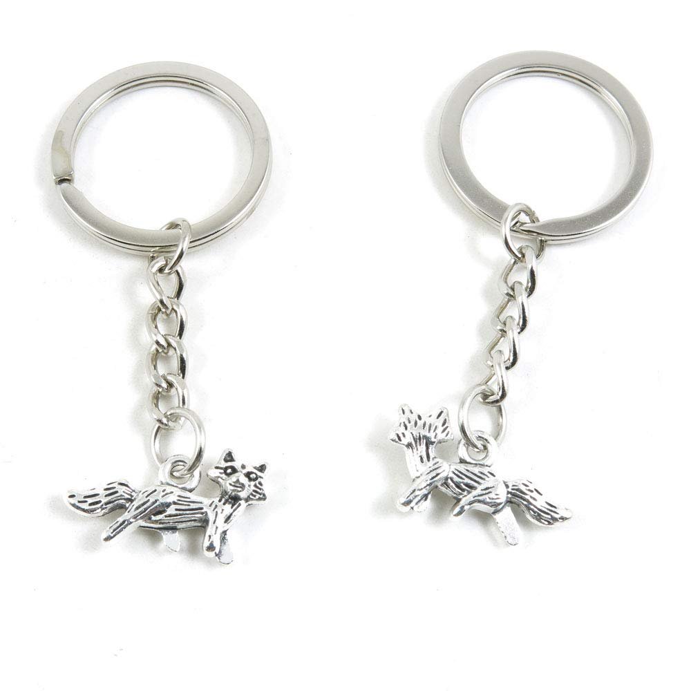 20 Items Metal Keychain Keyring Key Tags Chains Rings Jewelry Bag Charms T2HB6 Fox