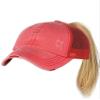 C.C Ponycap Messy High Bun Ponytail Adjustable Mesh Trucker Baseball Cap Hat, Distressed Coral view 2