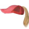 C.C Ponycap Messy High Bun Ponytail Adjustable Mesh Trucker Baseball Cap Hat, Distressed Coral view 3