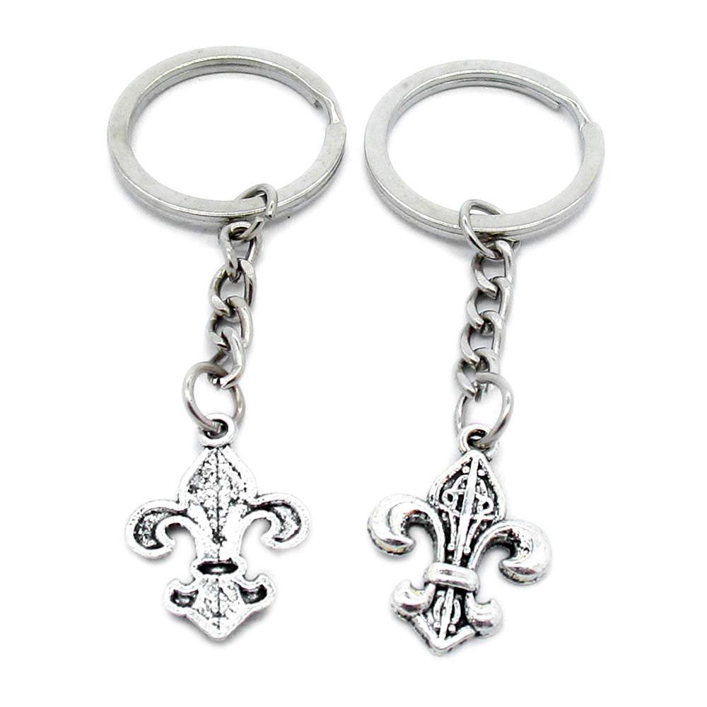 1 Item Metal Keychain Keyring Key Tags Chains Rings Jewelry Bag Charms X8WP6 Fleur De Lis Iris Lily