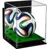 Better Display Cases Acrylic Mini - Miniature (not Full Size) Soccer Ball Display Case with Mirror Case, Black Risers, Wall Mount and Turf Base (B03/A015) view 1