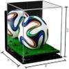 Better Display Cases Acrylic Mini - Miniature (not Full Size) Soccer Ball Display Case with Mirror Case, Black Risers, Wall Mount and Turf Base (B03/A015) view 2