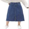 chouyatou Women's Mid-Calf Frayed Raw Hem Front Slit A-Line Midi Denim Jean Skirt (Medium, Dark Blue) view 1
