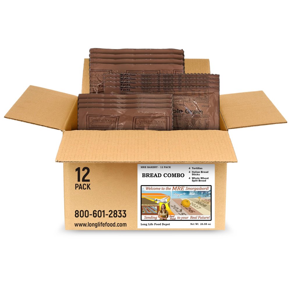MRE Bread Variety Pack (12-Pack) Long Shelf Life 2023+ Production Dates by Long Life Food Depot (Combo 1)