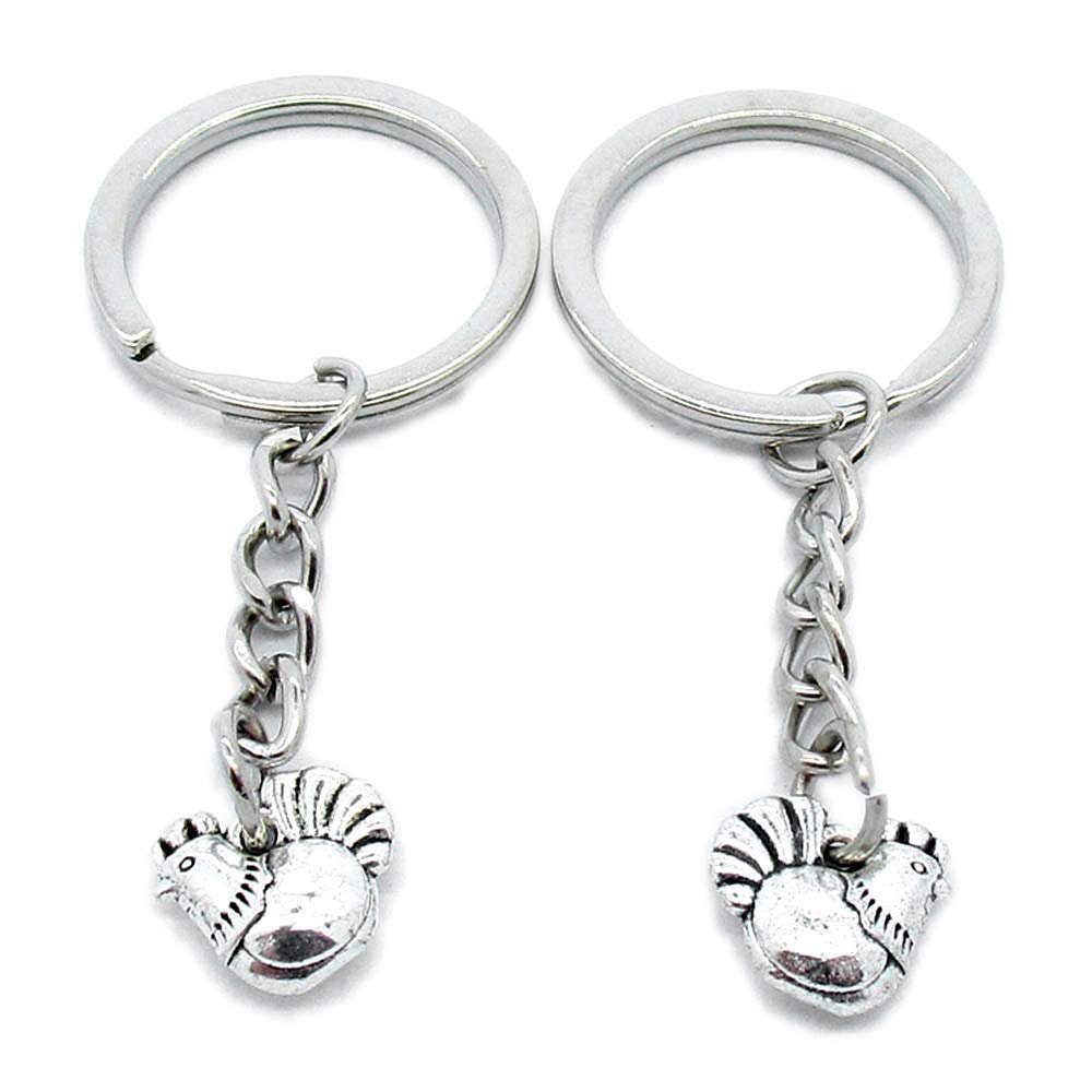 1 Item Metal Keychain Keyring Key Tags Chains Rings Jewelry Bag Charms X4TJ7 Chinese Zodiac Chicken