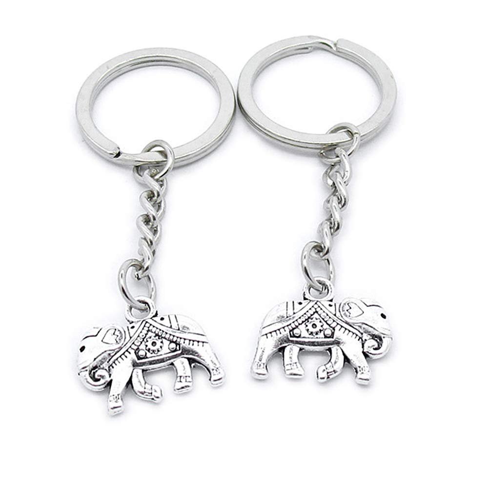 5 Items Metal Keychain Keyring Key Tags Chains Rings Jewelry Bag Charms YK5B5 Thai Elephant