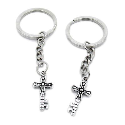 50 Items Metal Keychain Keyring Key Tags Chains Rings Jewelry Bag Charms T7UG2 Cross Skeleton Key