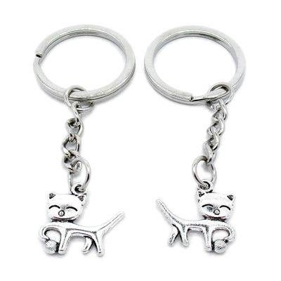 5 Items Metal Keychain Keyring Key Tags Chains Rings Jewelry Bag Charms R7EX1 Kitten Cat