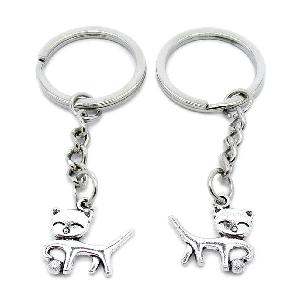 5 Items Metal Keychain Keyring Key Tags Chains Rings Jewelry Bag Charms R7EX1 Kitten Cat