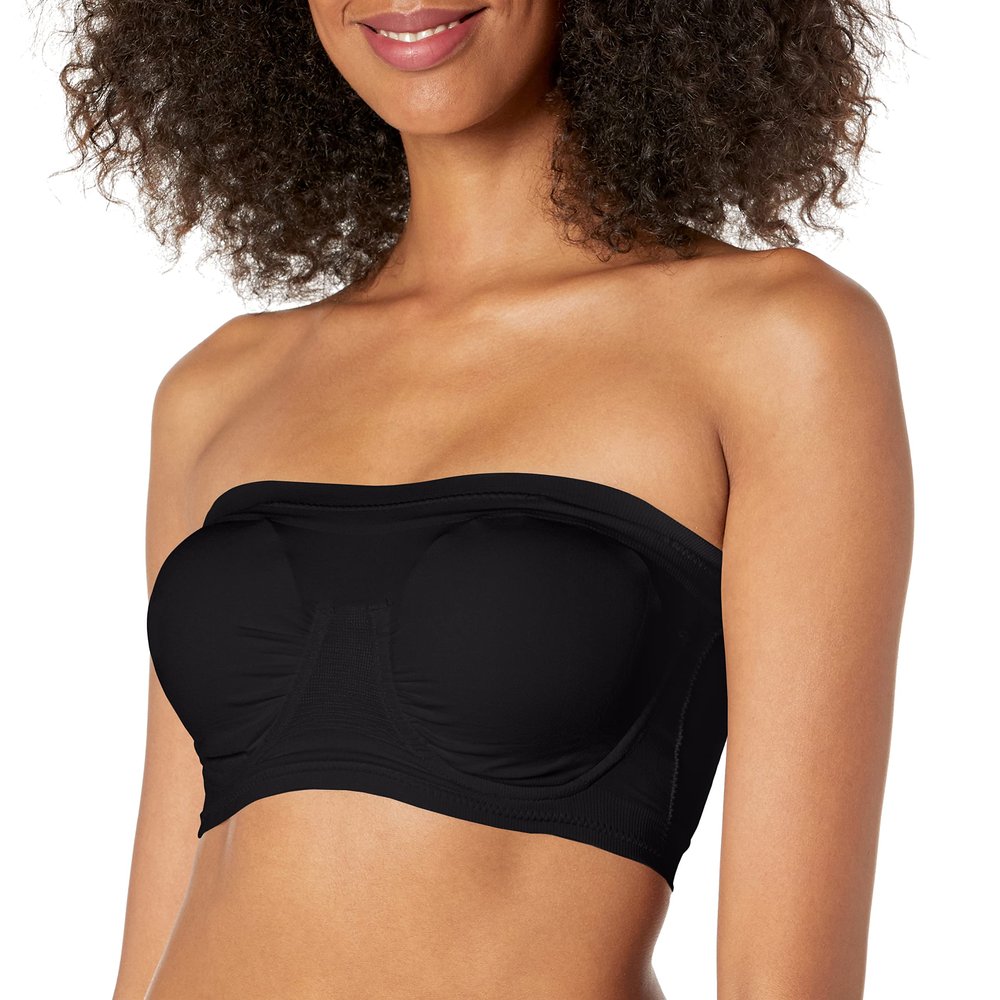 Ahh by Rhonda Shear Women's Plus Size Bandeau Bra with Removable Pads, Black, 1X, 1X