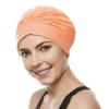 Beemo Swim Caps for Women Swimming Turban Polyester Latex Lined Pleated for Ladies - Orange view 2