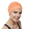 Beemo Swim Caps for Women Swimming Turban Polyester Latex Lined Pleated for Ladies - Orange view 3