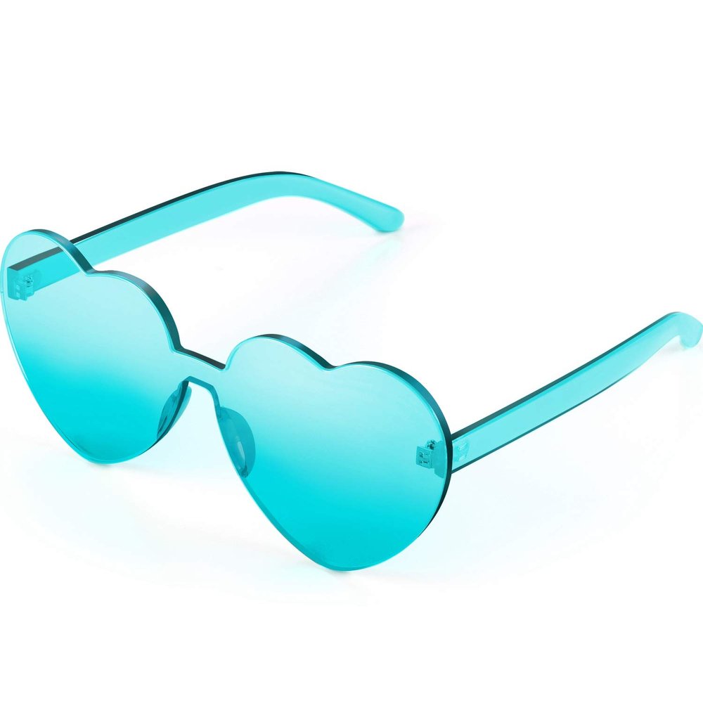 Maxdot Heart Shape Sunglasses Rimless Transparent Heart Glasses Party Favors (Transparent Green)