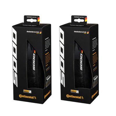 Continental Set of 2 GP 5000, 700x25C, Racing Bike Tires, Black, Folding, 0101624
