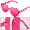 Maxdot Heart Shape Sunglasses Rimless Transparent Heart Glasses (Transparent Deep Pink) view 3