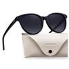AVAWAY Round Womens Sunglasses Polarized Trendy Black Acetate UV Protection Anti Glare Sun Shades Fashion Sunnies view 1