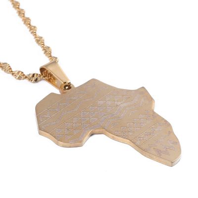 Africa Map Flag Pendant Chain African Maps Jewelry With Country Flags (Gold 11)