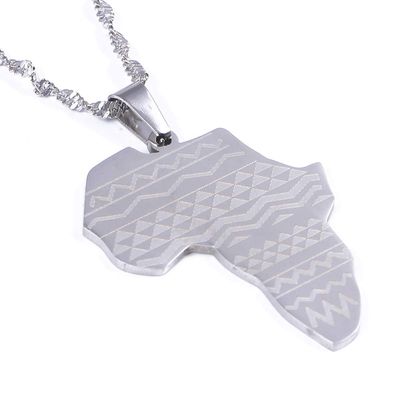 Africa Map Flag Pendant Chain African Maps Jewelry With Country Flags (Silver 8)