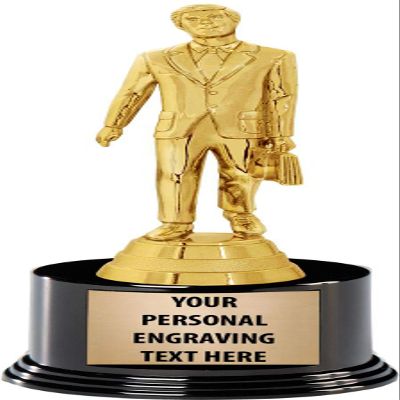 Crown Awards Salesman Trophies with Custom Engraving, 7.25" Personalized Salesman Trophy On Deluxe Round Base 50 Pack