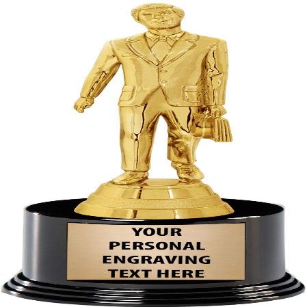 Crown Awards Salesman Trophies with Custom Engraving, 7.25" Personalized Salesman Trophy On Deluxe Round Base 50 Pack
