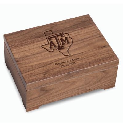 M. LA HART Texas A&M University Solid Walnut Desk Box