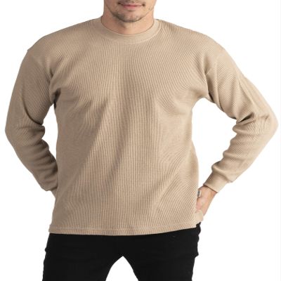 Pro Club Men's Heavyweight Cotton Long Sleeve Thermal Top, Small, Khaki