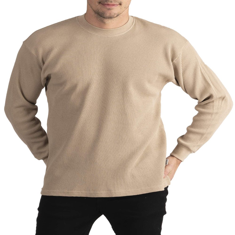 Pro Club Men's Heavyweight Cotton Long Sleeve Thermal Top, Small, Khaki