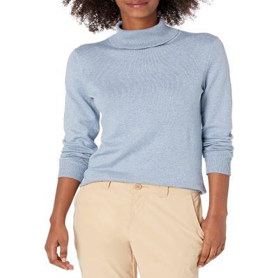 Amazon Essentials Women's Classic-Fit Lightweight Long-Sleeve Turtleneck Sweater (Available in Plus Size), Indigo Blue Heather, X-Large