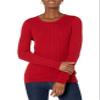 Amazon Essentials Women's Lightweight Long-Sleeve Cable Crewneck Sweater (Available in Plus Size), Red, X-Small view 1