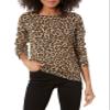 Amazon Essentials Women's Long-Sleeve Lightweight Crewneck Sweater (Available in Plus Size), Camel Cheetah, Large view 1