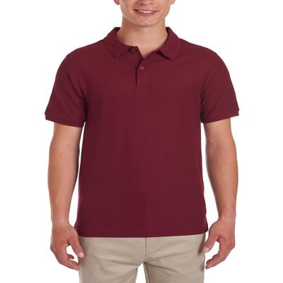 Chaps Young Mens Uniform Short Sleeve Stretch Pique Polo, Burgundy, 36/37