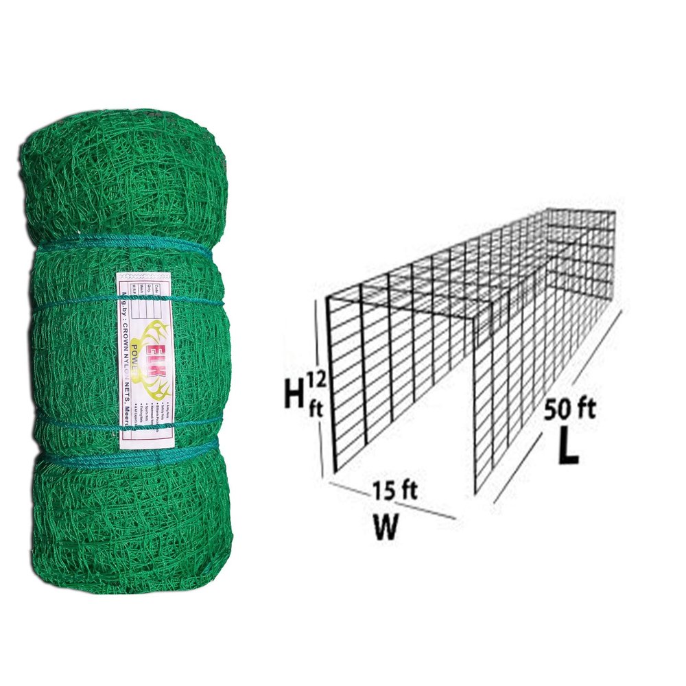 Elk Power Nylon Material with Roof Covered 50X12X15 Foot Practice Cricket Net