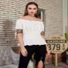 Belle Poque Women Victorian Gothic Blouse Renaissance Peasant Off Shoulder Top White XL view 4