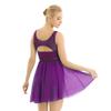 YONGHS Women's Chiffon Lyrical Dance Dress Contemporary Costumes High-Low Skirted Leotard Dancewear Purple X-Large view 4