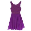 YONGHS Women Lyrical Dance Sleeveless Chiffon Back Cutout Ballet Dress High-Low Skirted Dress for Training Purple X-Small view 4
